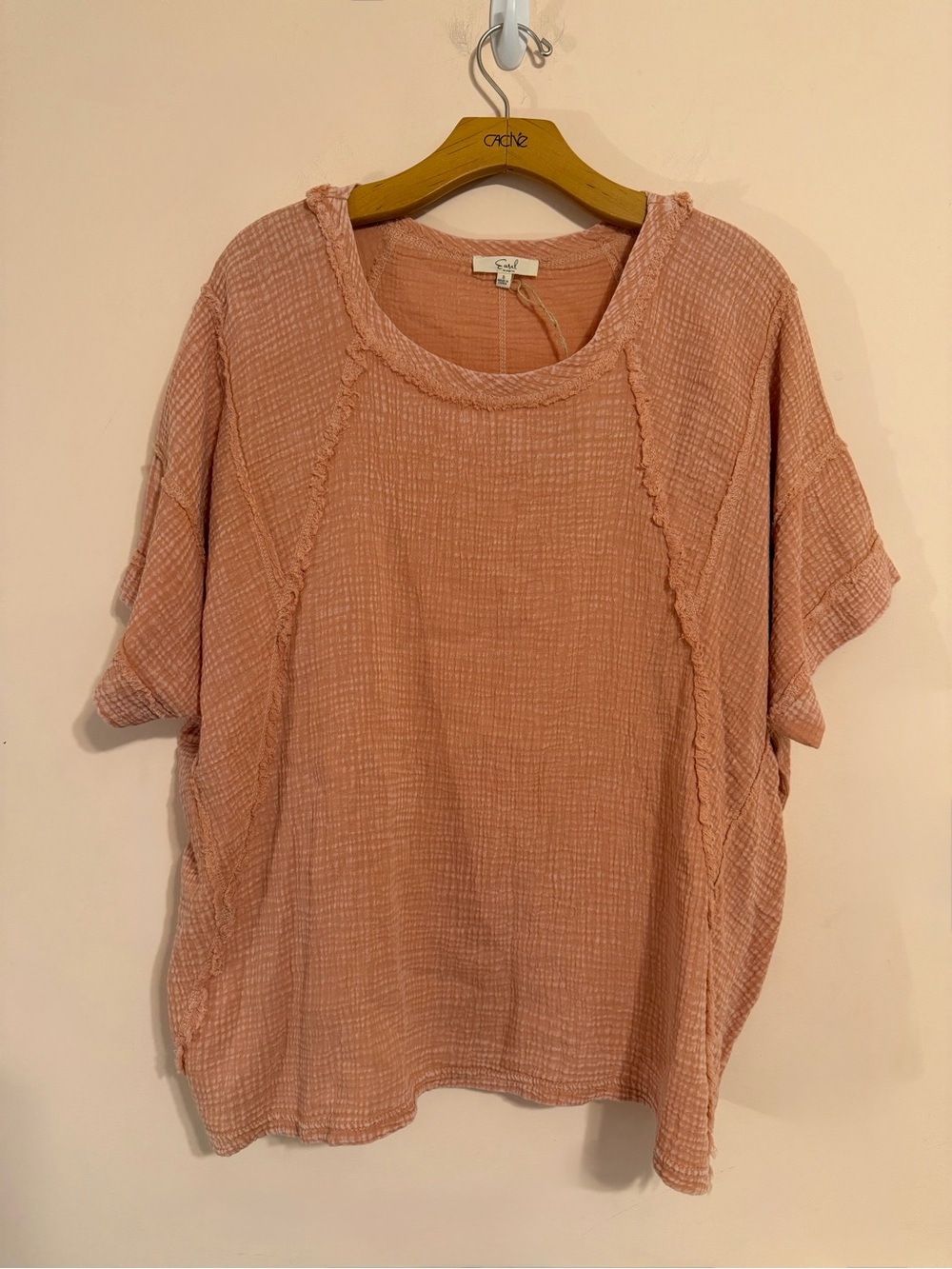 NWT Easel Oversized Dusty Orange Gauze Top